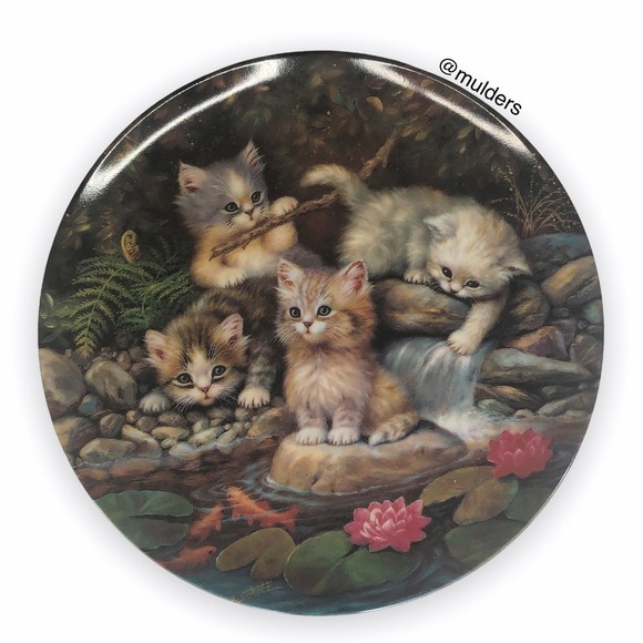 Vintage 1996 Kahla Jurgen Scholz Kitten Cat Artwork Dish Plate - Picture 1 of 11